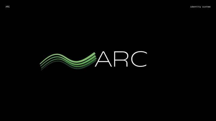 ARC logo with a green wave symbol and a thin white wordmark on black